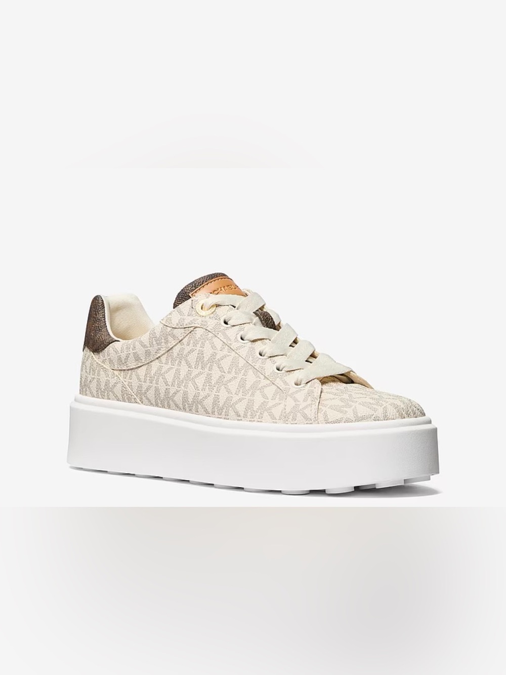 Michael Kors Cream and Brown Logo Platform Sneaker
